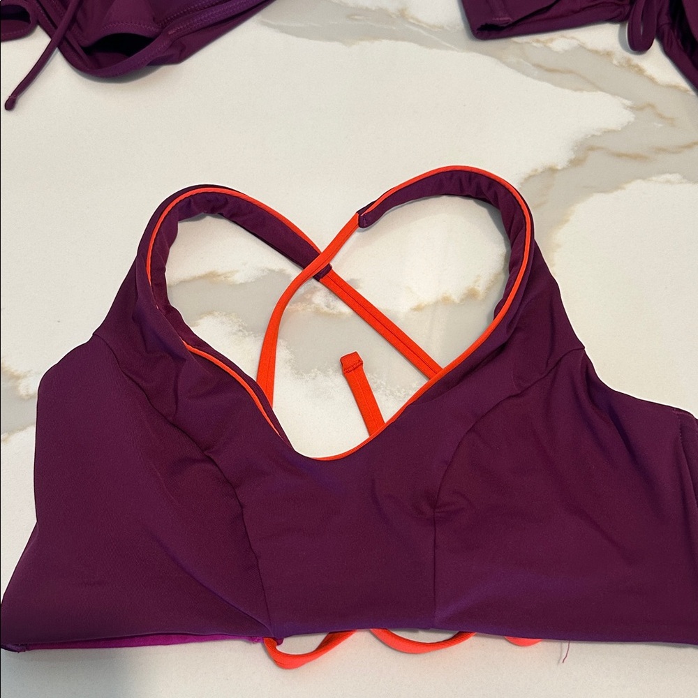 3 piece bundle Athleta Triangle Bikini Tops and Shorts Purple Small - Picture 6 of 10